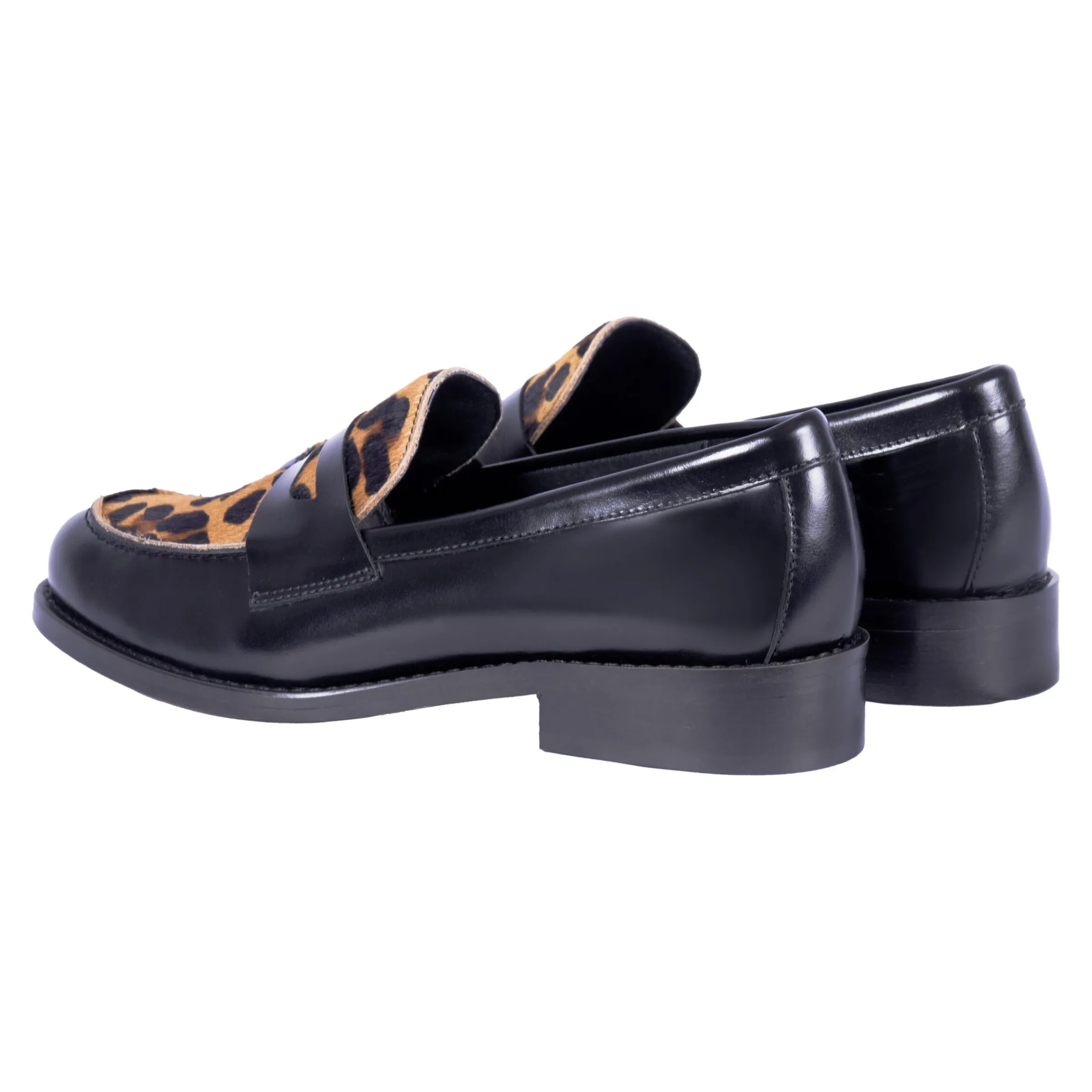 Femme JULES & JENN Mocassins & Derbies | Mocassins cuir noir léopard