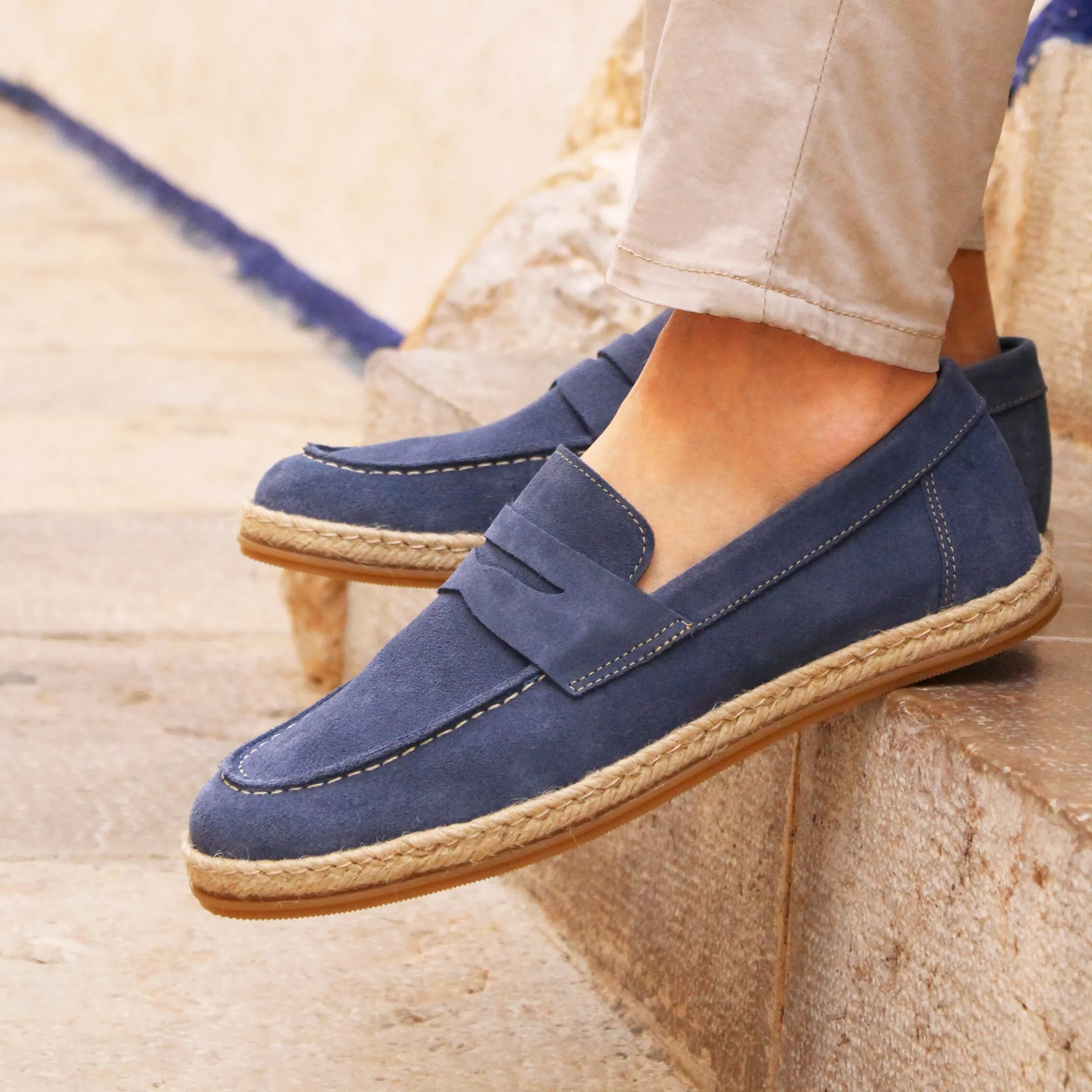 Homme JULES & JENN Mocassins | Mocassins espadrilles cuir bleu