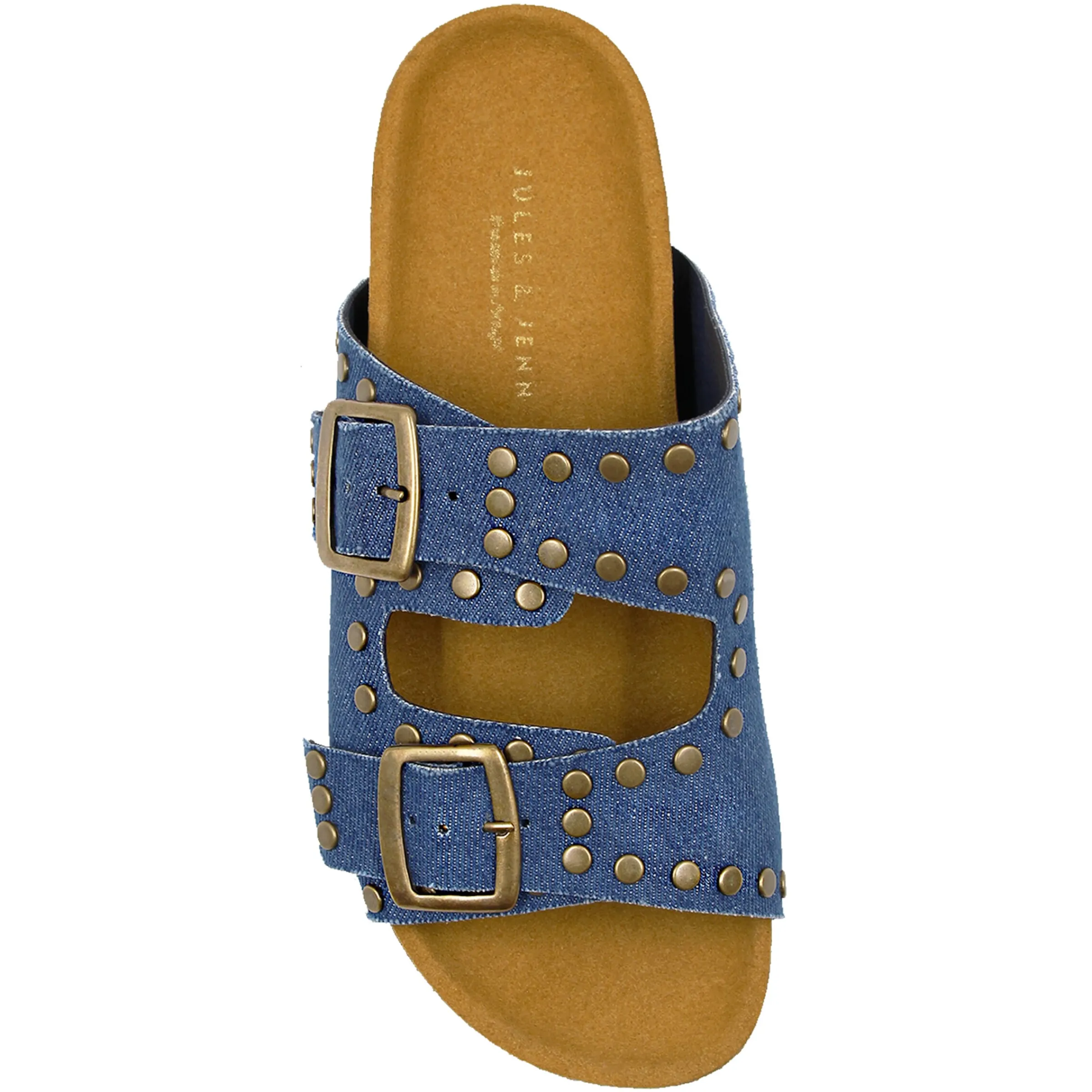 mules_lige_clous_toile_jean_bleu_3.webp Femme JULES & JENN Sandales | Mules liège clous toile jean bleu