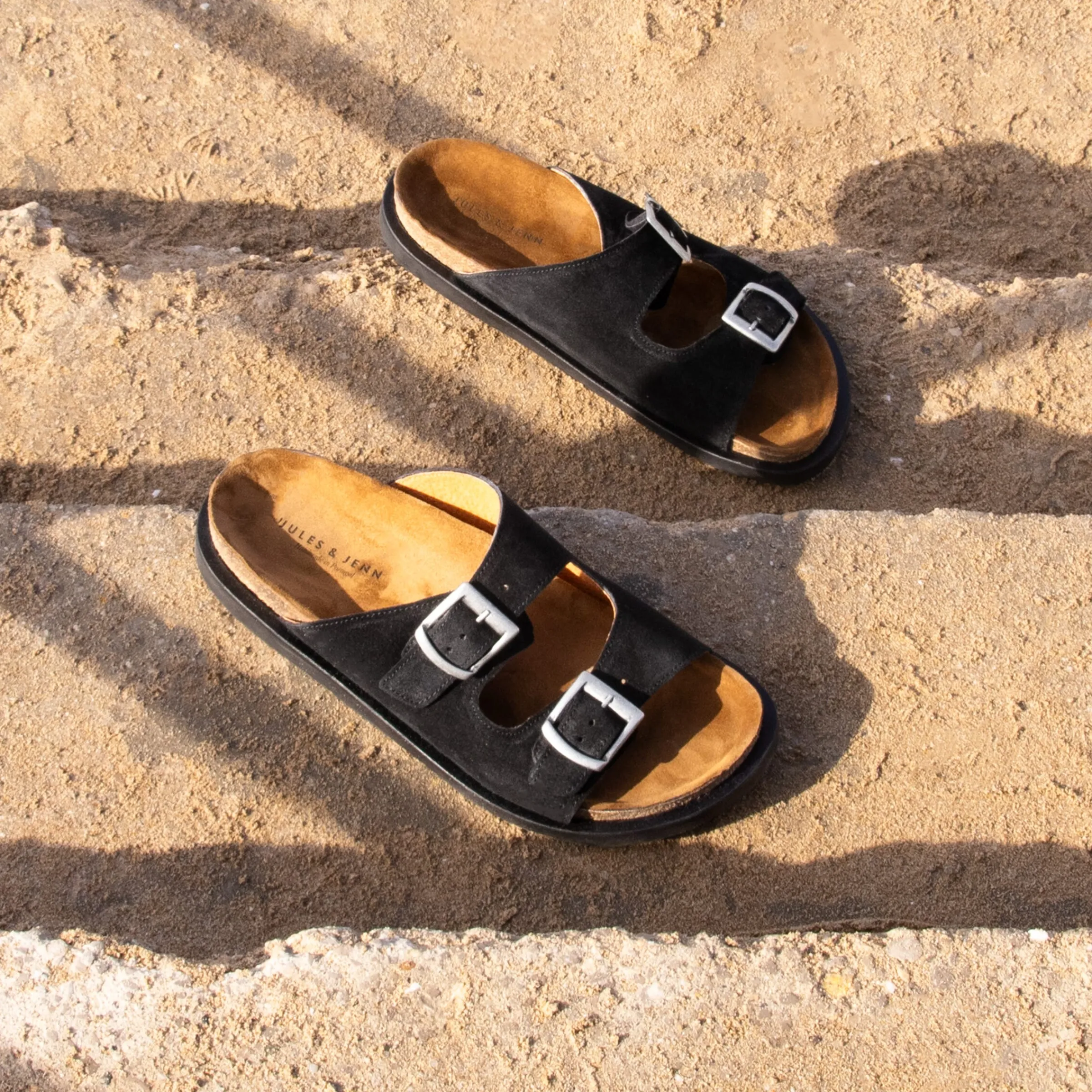 mules_lige_cuir_daim_noir_2.webp Homme JULES & JENN Espadrilles & Sandales | Mules liège cuir daim