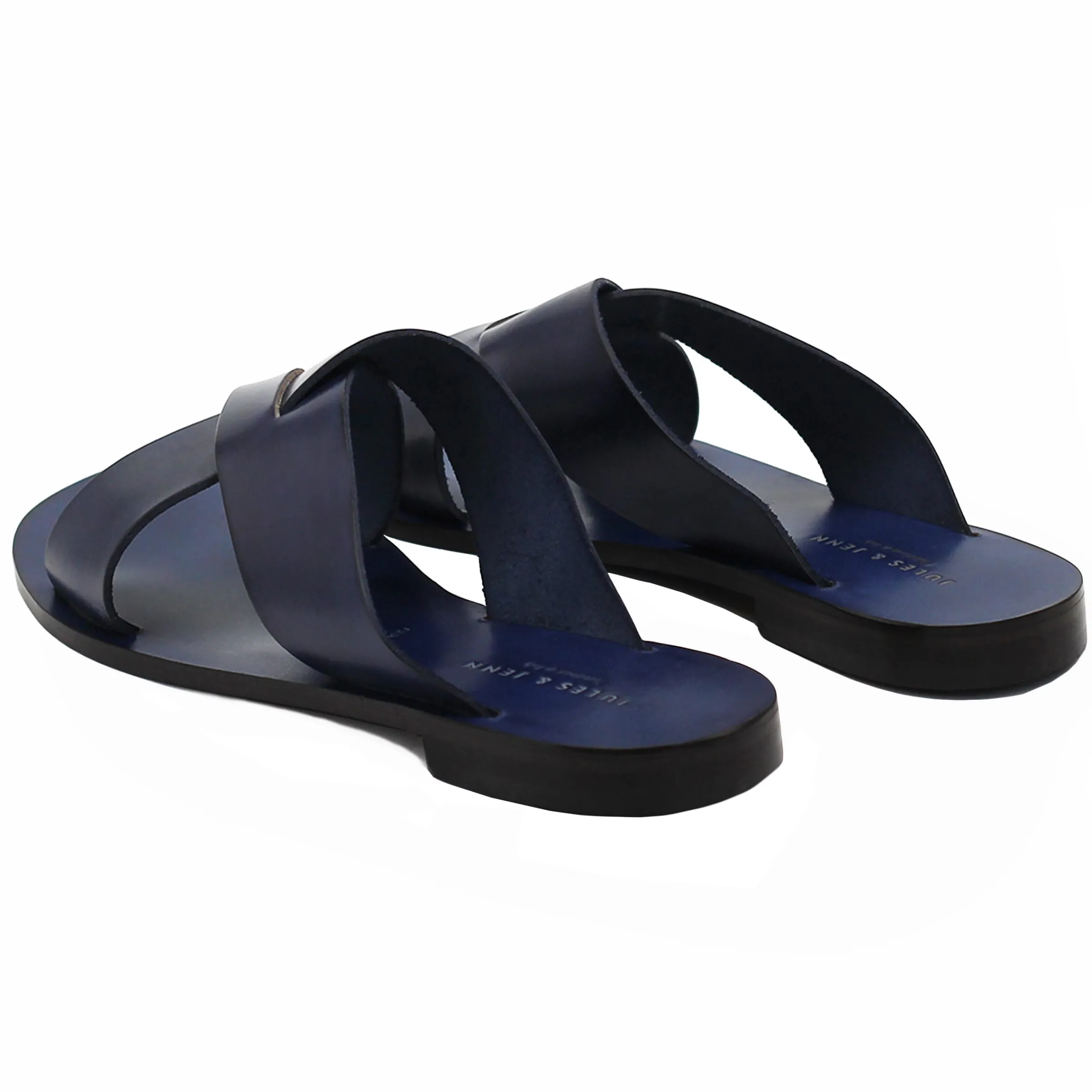 Femme JULES & JENN Sandales | Mules plates cuir bleu