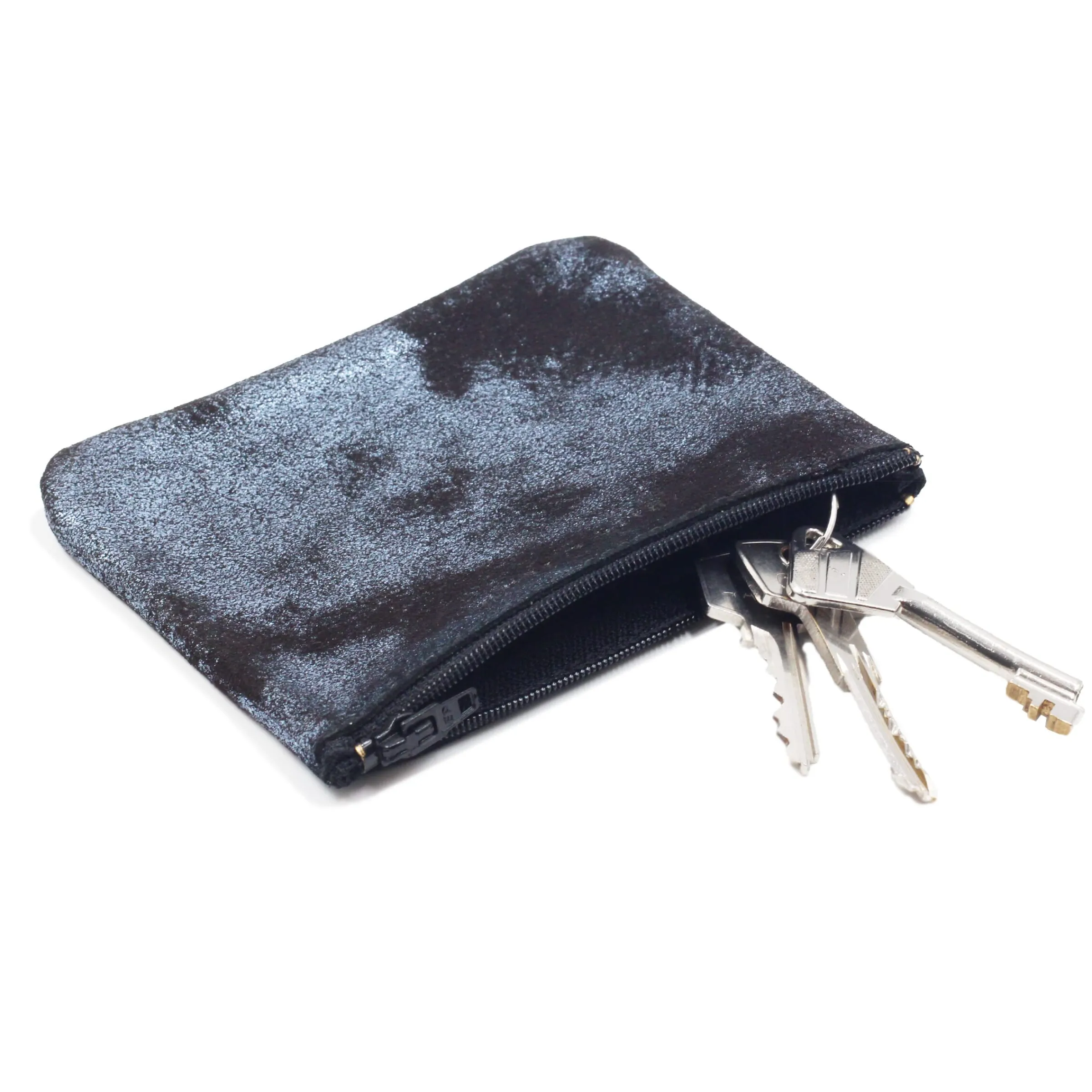 Femme JULES & JENN Pochettes | Petite Maroquinerie | Pochette cuir daim gris métallisé - Petit modèle