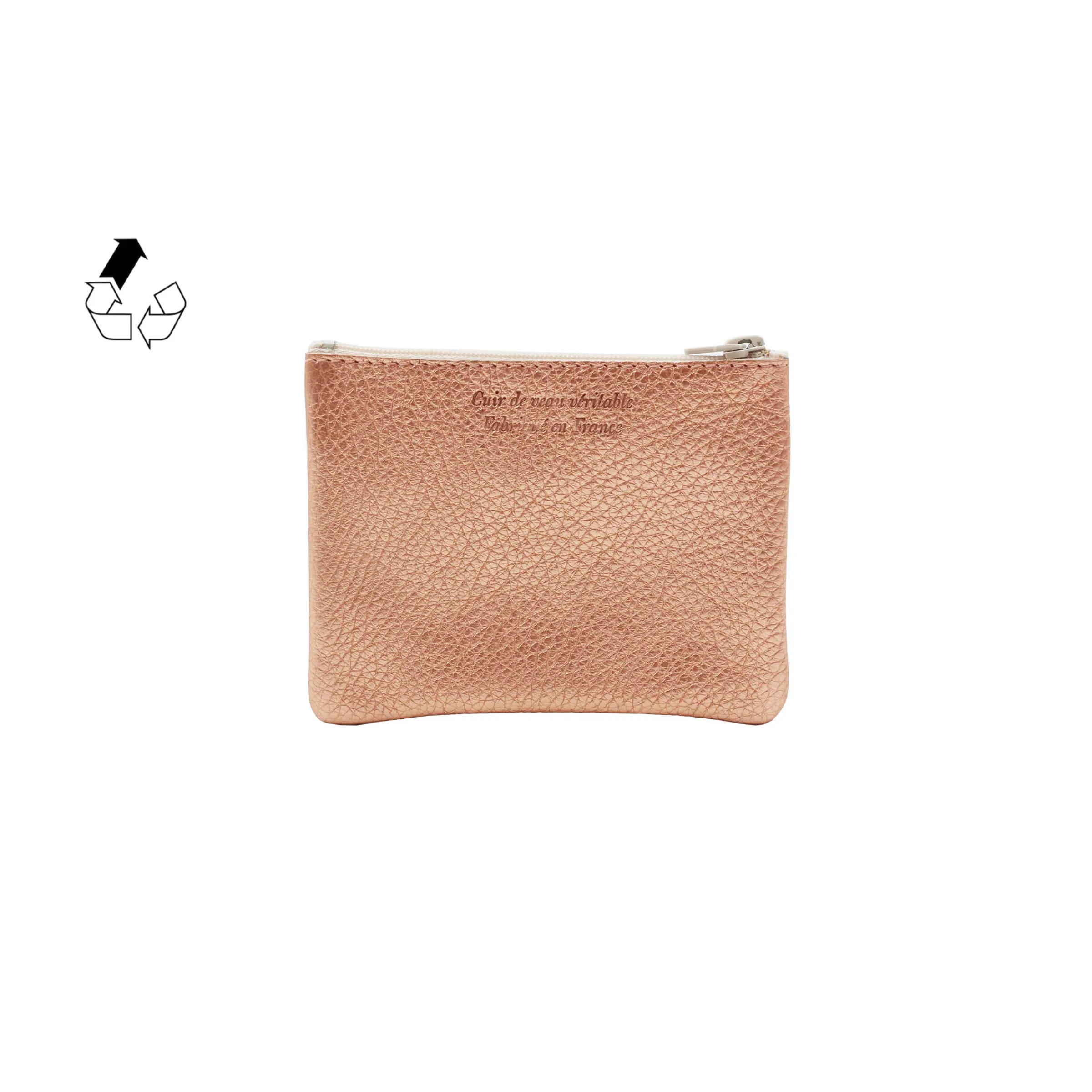 Femme JULES & JENN Dressing Recyclé | Pochettes | Pochette cuir grainé métallisé upcyclé rose - petit modèle