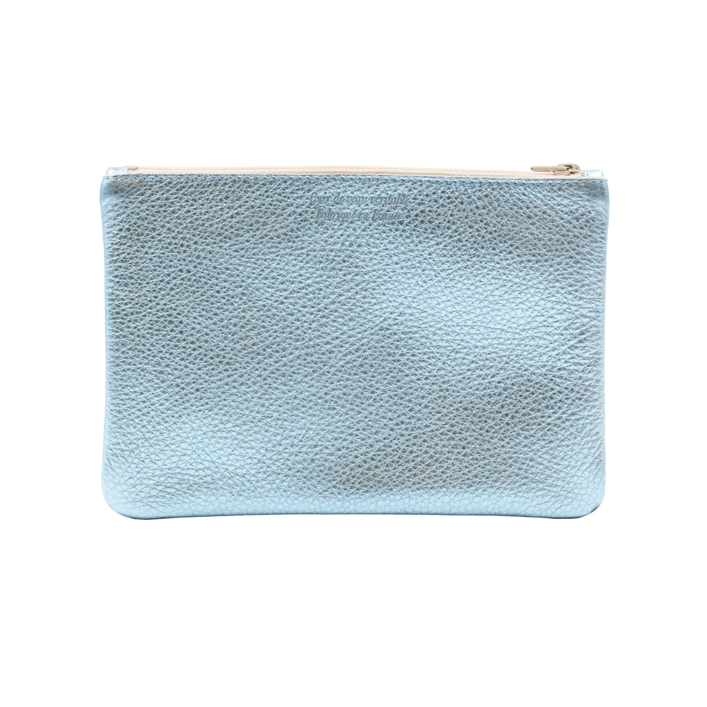 Femme JULES & JENN Pochettes | Petite Maroquinerie | Pochette cuir métallisé bleu clair