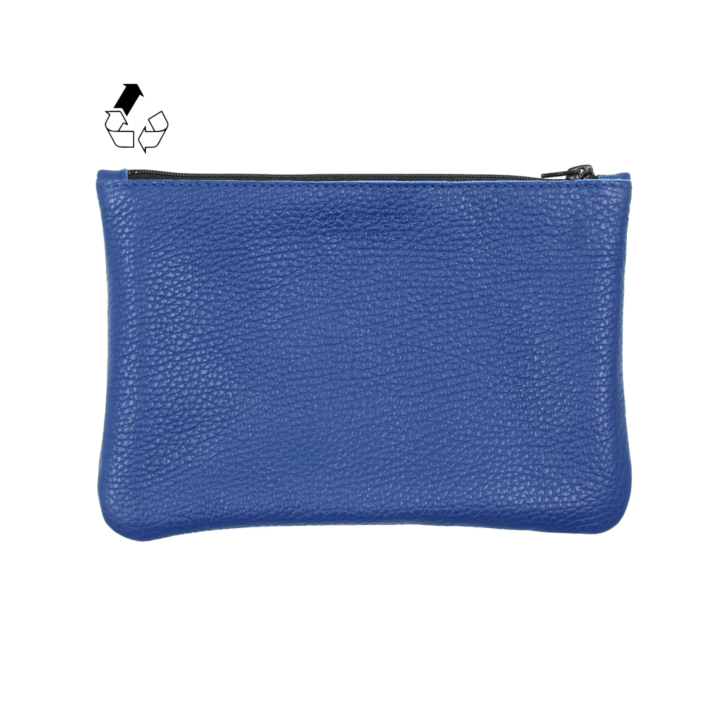 Femme JULES & JENN Dressing Recyclé | Pochettes | Pochette cuir upcyclé grainé bleu