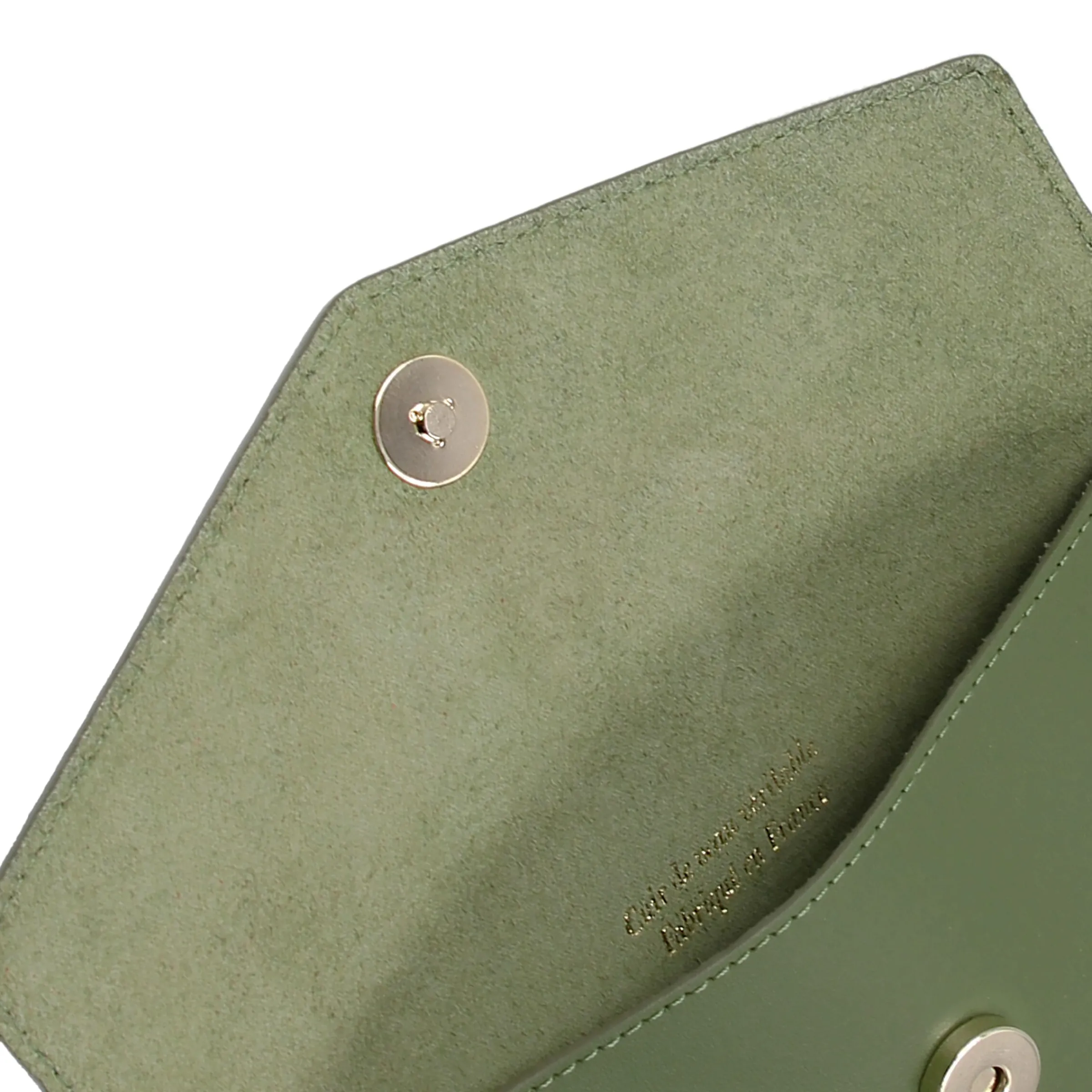 pochette_enveloppe_cuir_upcycl_kaki_2.webp Femme JULES & JENN Dressing Recyclé | Pochettes | Pochette enveloppe cuir upcyclé