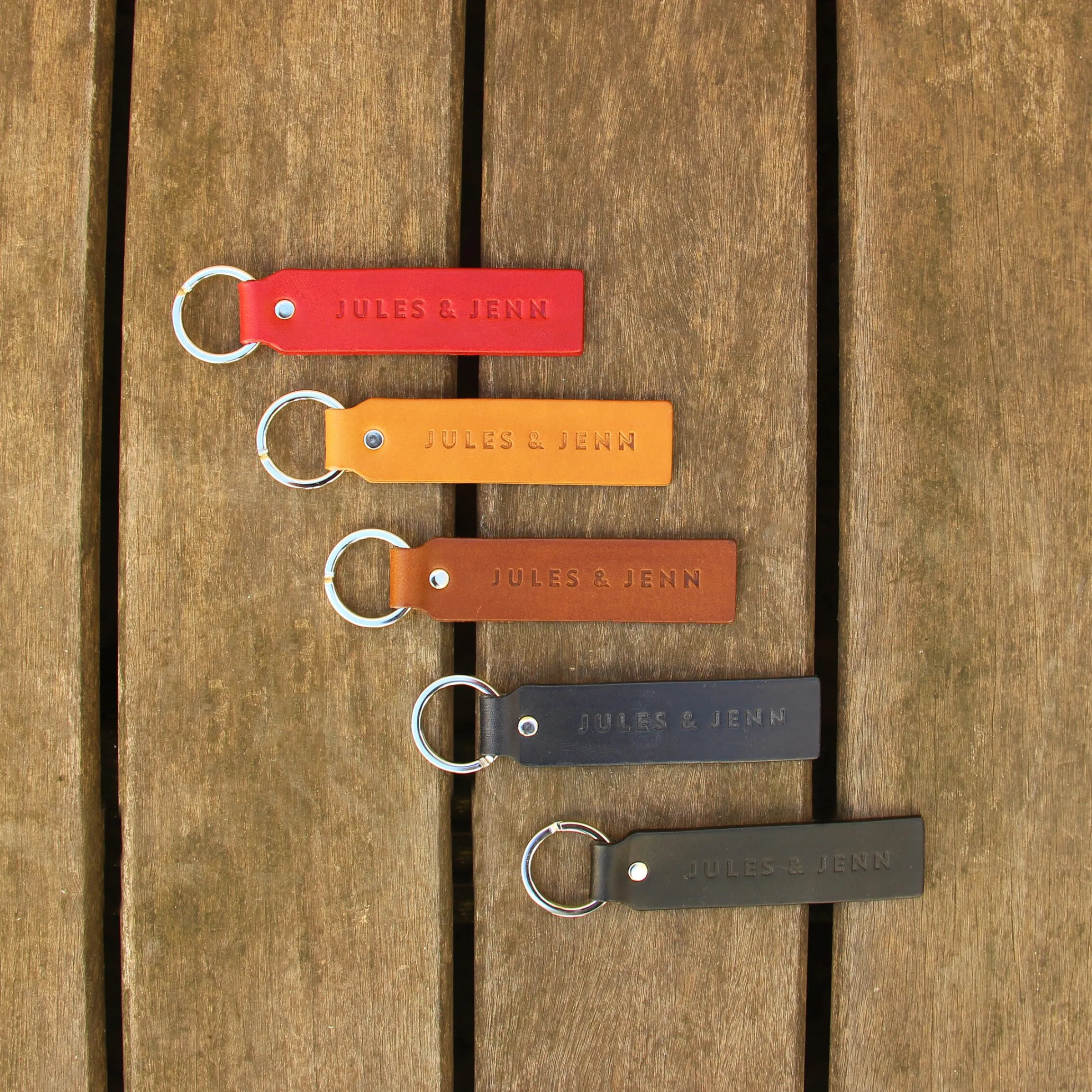 Femme JULES & JENN Dressing Recyclé | Petite Maroquinerie | Porte-clés gravé cuir upcyclé