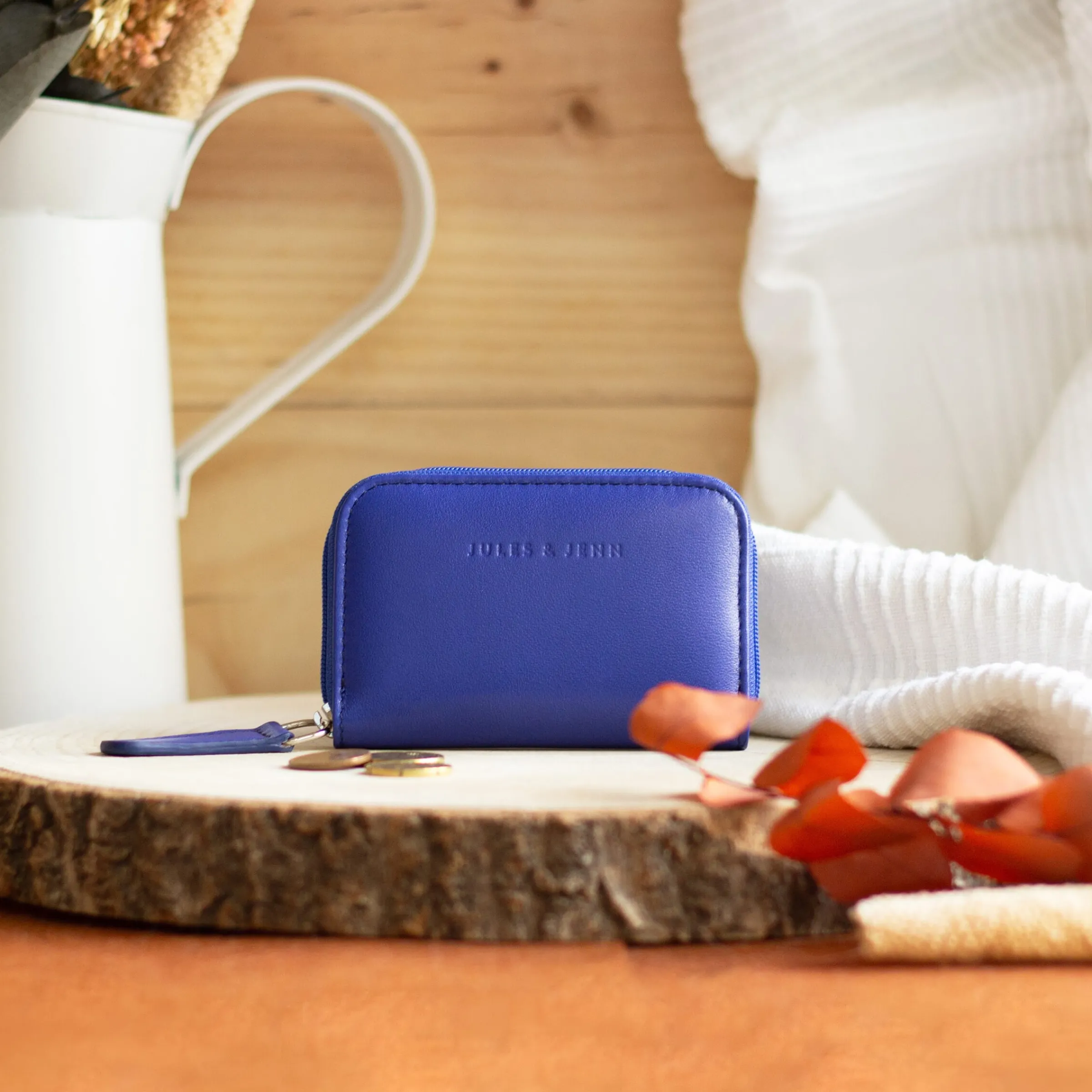 Femme JULES & JENN Petite Maroquinerie | Porte-monnaie cuir bleu royal