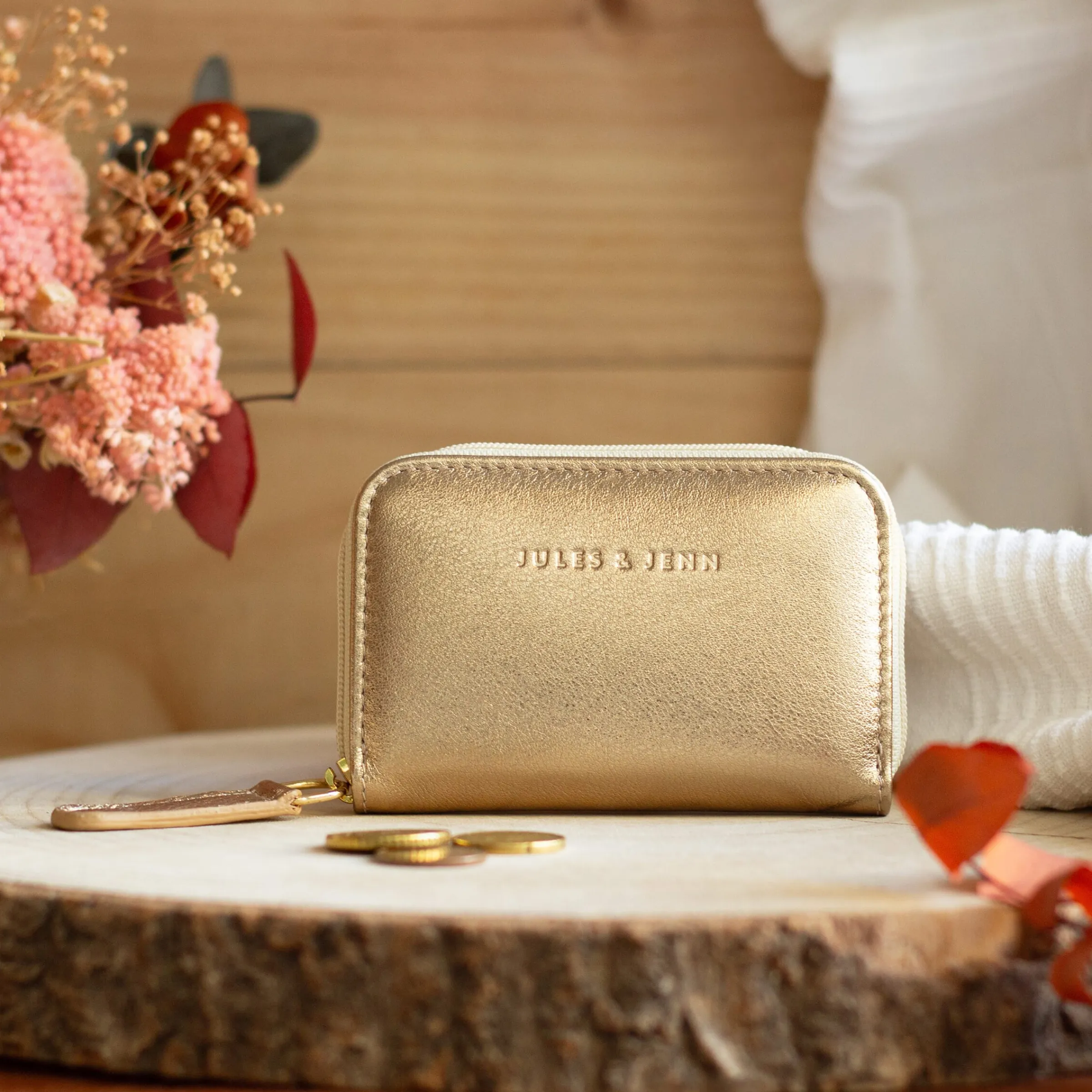 Femme JULES & JENN Petite Maroquinerie | Porte-monnaie cuir métallisé