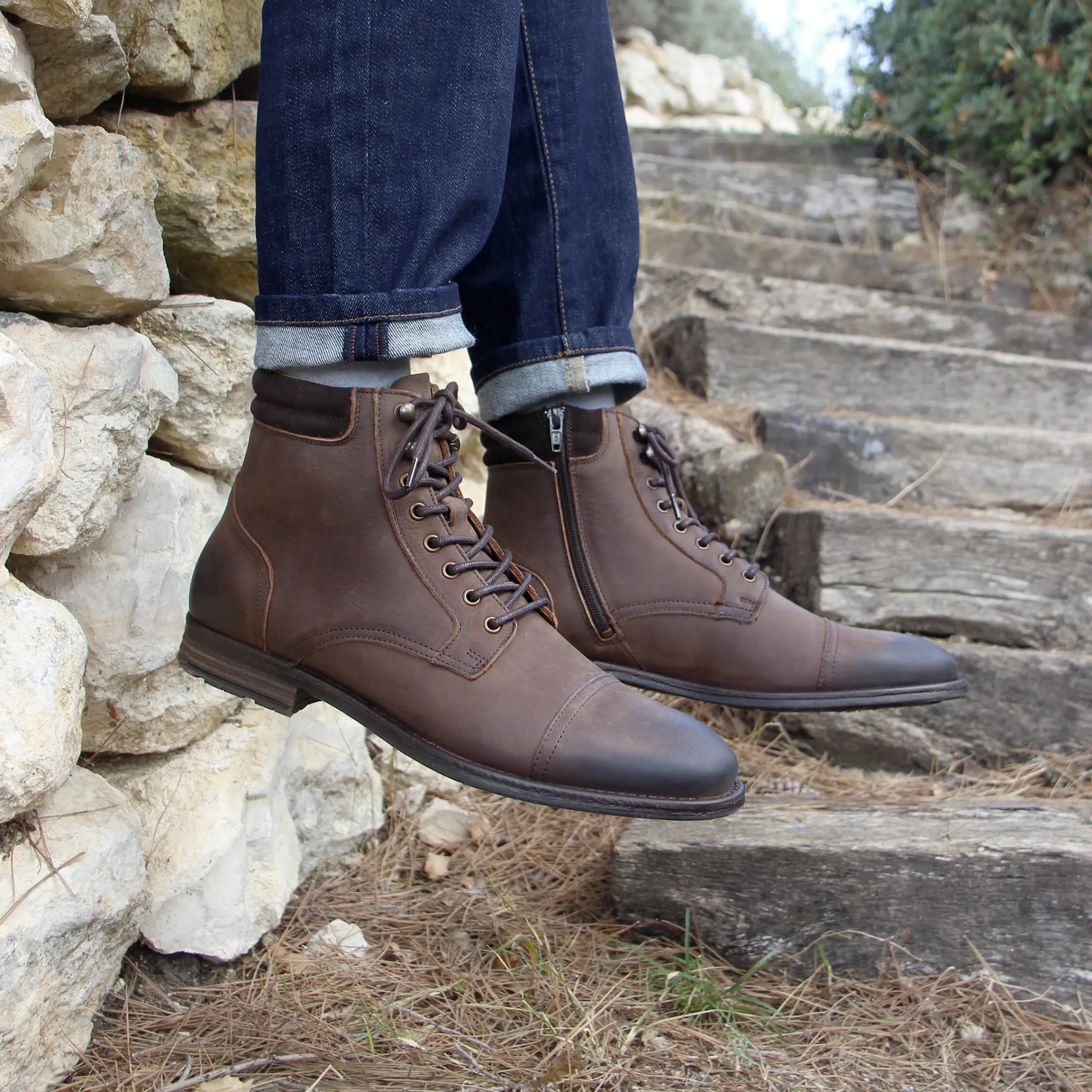 Homme JULES & JENN Boots | Ranger boots à col cuir nubuck