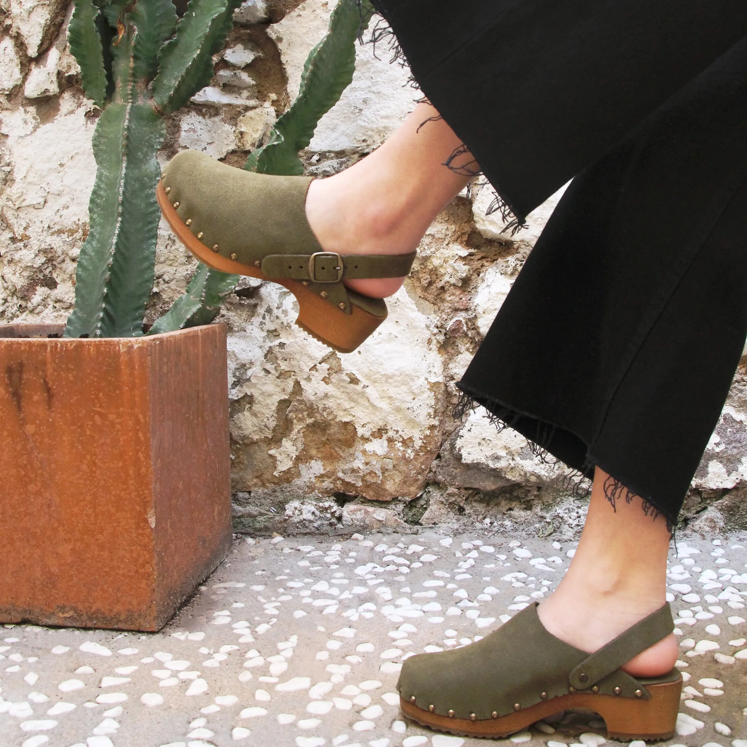 Femme JULES & JENN Sandales | Sabots bois brides cuir daim