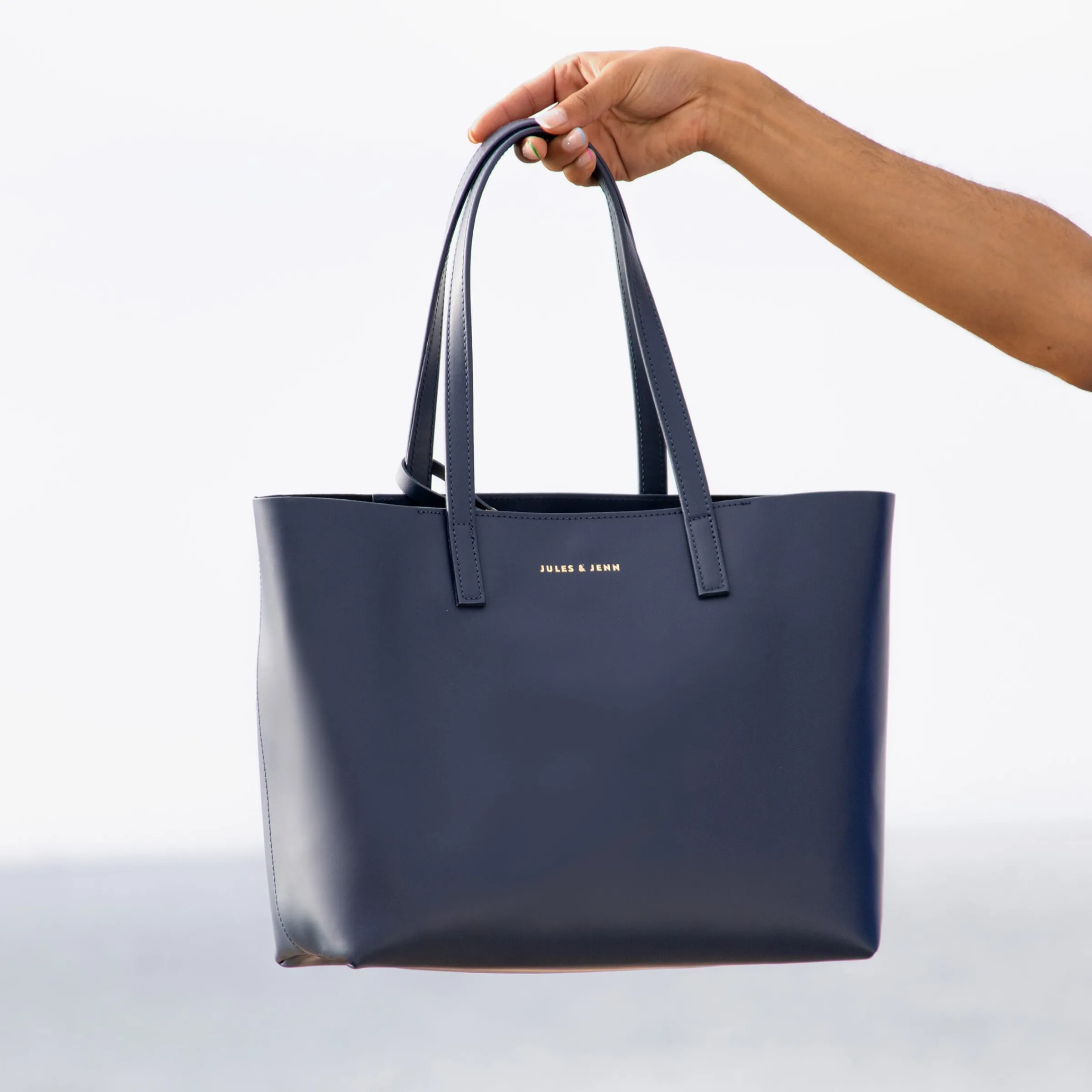 sac_cabas_cuir_bleu_2.webp Femme JULES & JENN Sacs À Main | Sac cabas cuir bleu