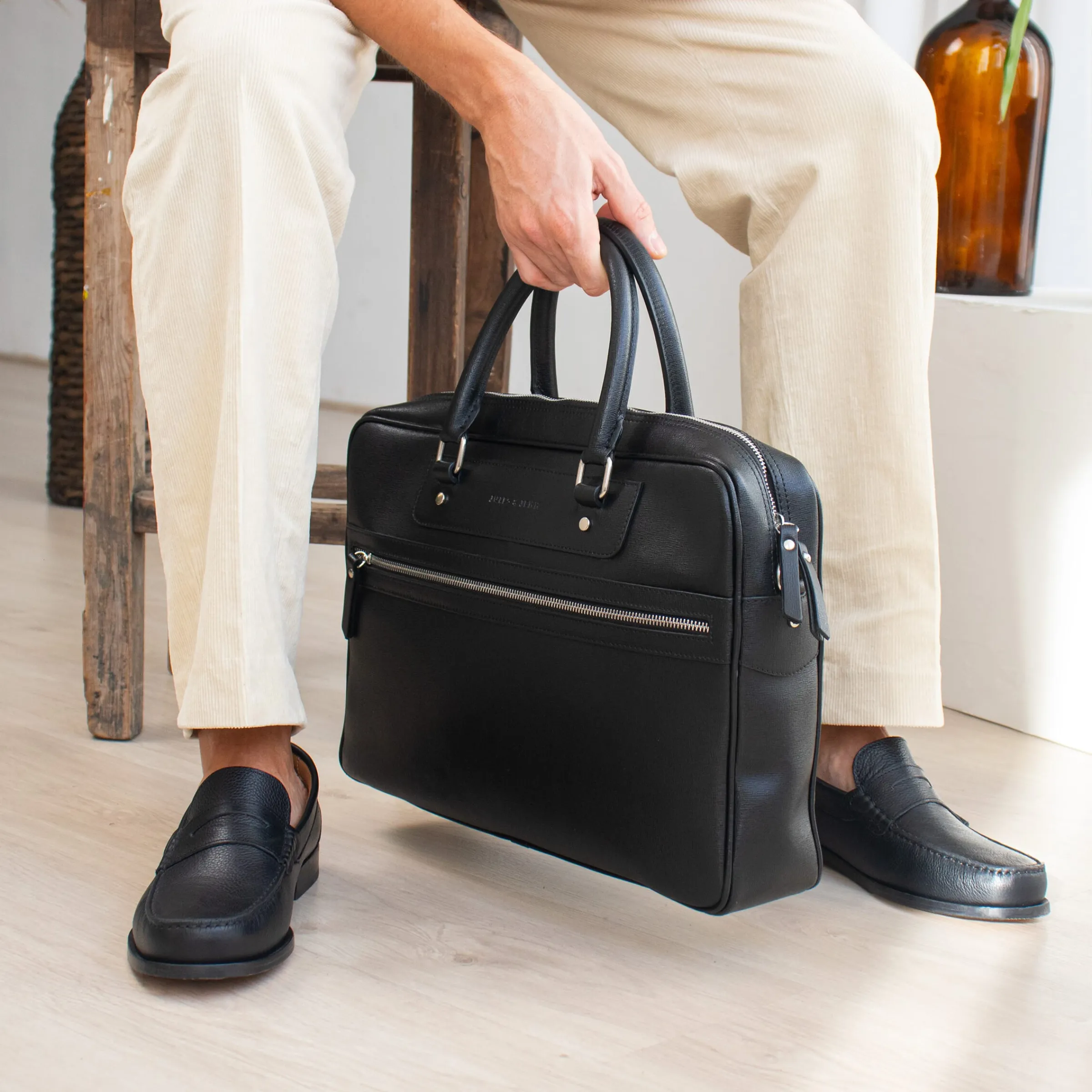 Homme JULES & JENN Sacs | Sacoche cuir gravé