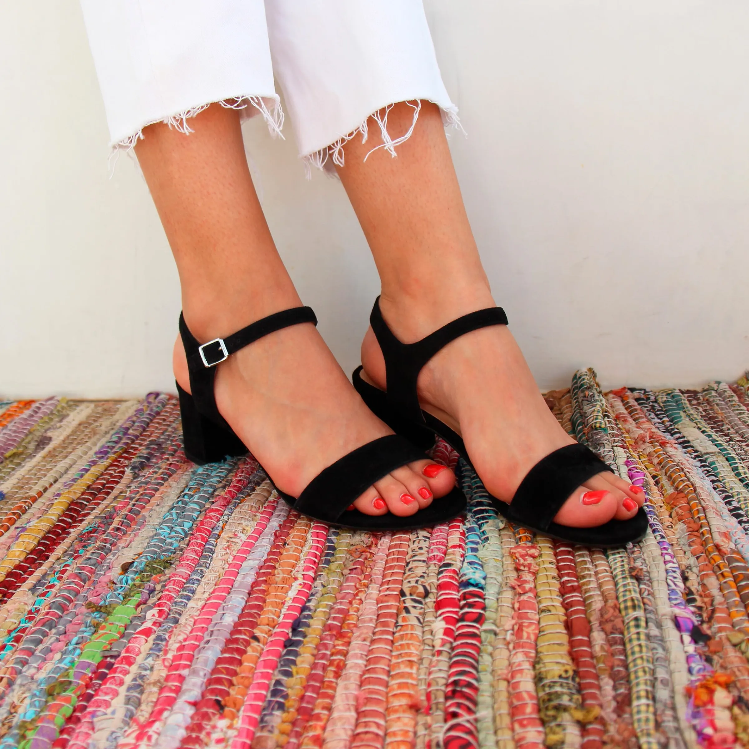 Femme JULES & JENN Sandales | Sandales moyen talon cuir daim