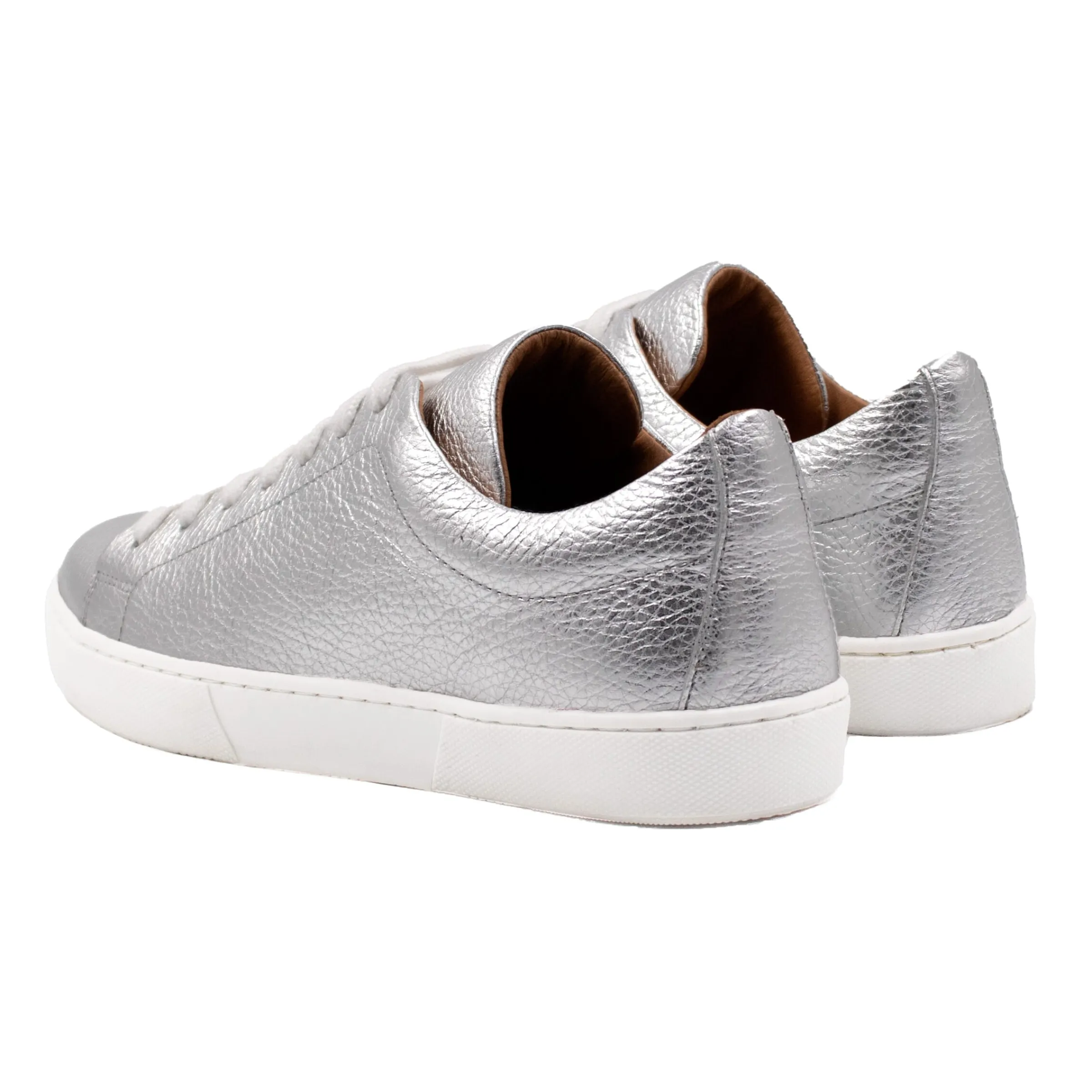 Femme JULES & JENN Baskets | Tennis lacet cuir grainé métallisé