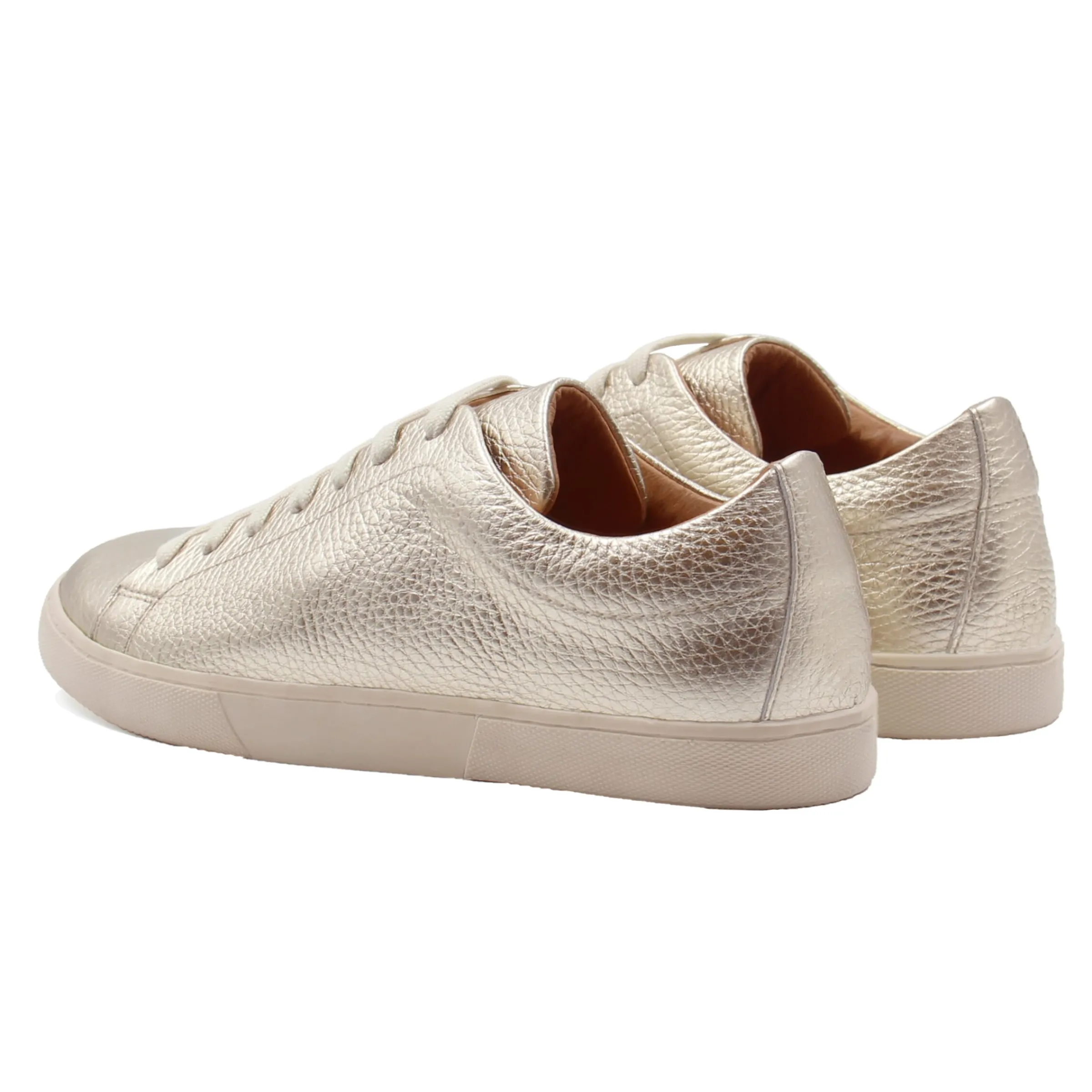 Femme JULES & JENN Baskets | Tennis lacet cuir grainé métallisé