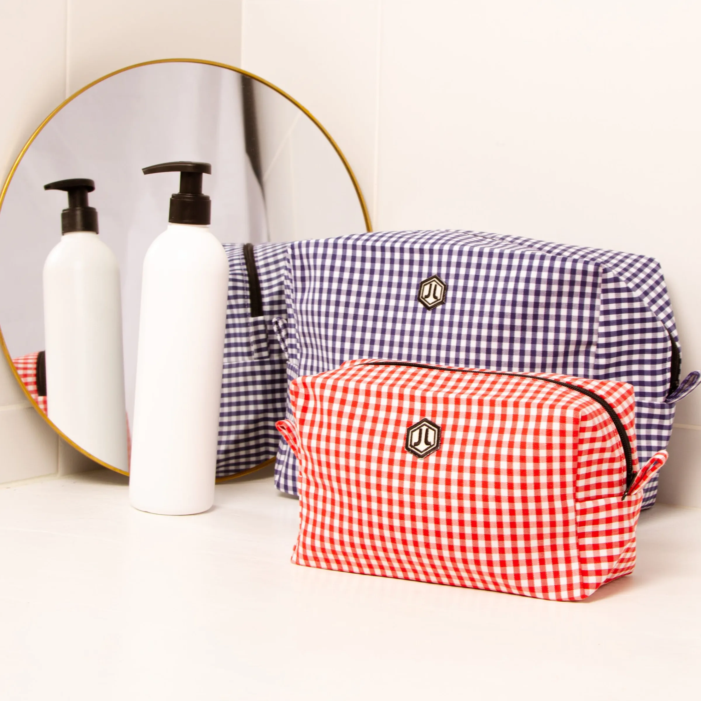 Femme JULES & JENN Dressing Recyclé | Petite Maroquinerie | Trousse toile recyclée vichy blanc bleu