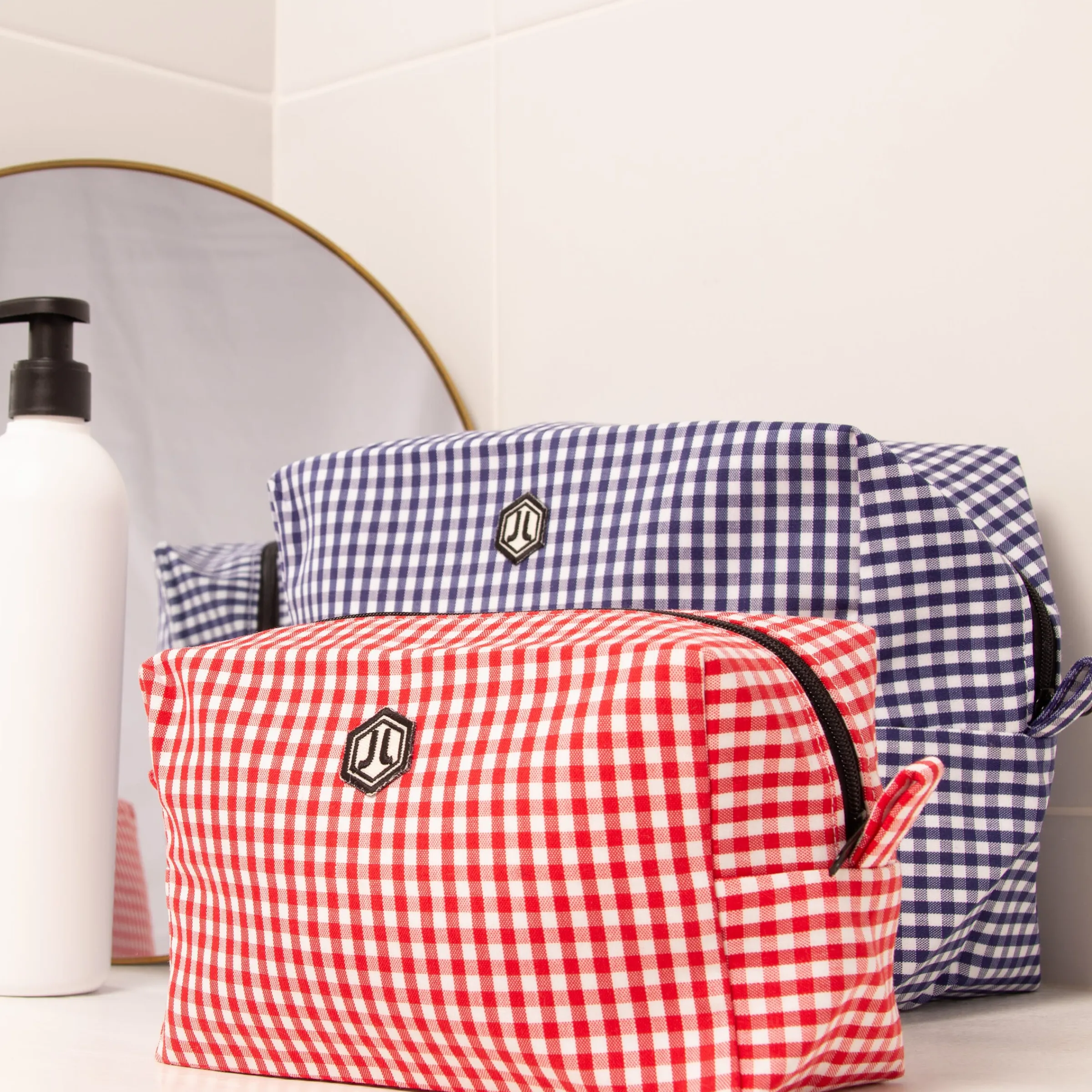 Femme JULES & JENN Dressing Recyclé | Petite Maroquinerie | Trousse toile recyclée vichy blanc rouge